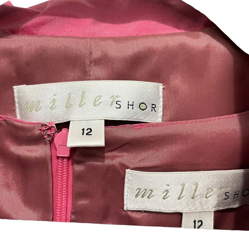 Dress Suit Vintage Womens 90s MILLER SHOR 100% Silk 2-piece Two-Tone Pink Tan 12 - Picture 3 of 16